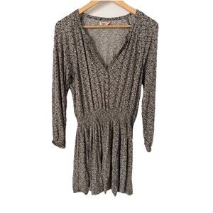 Faherty Montara Leaf Long Sleeve V-neck Dress size Large Green